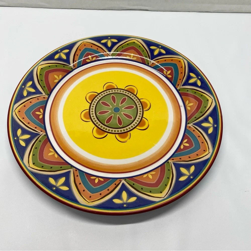 Pier 1 Mexicali Print Dinner Plate Multicolored Stoneware Contemporary READ